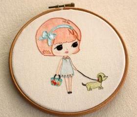 Embroidered Walking the Dog pdf Pattern
